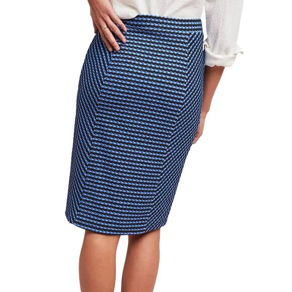Maeve by Anthropologie Blue Textured Geometric Pencil Skirt Size XS - Picture 2 of 11